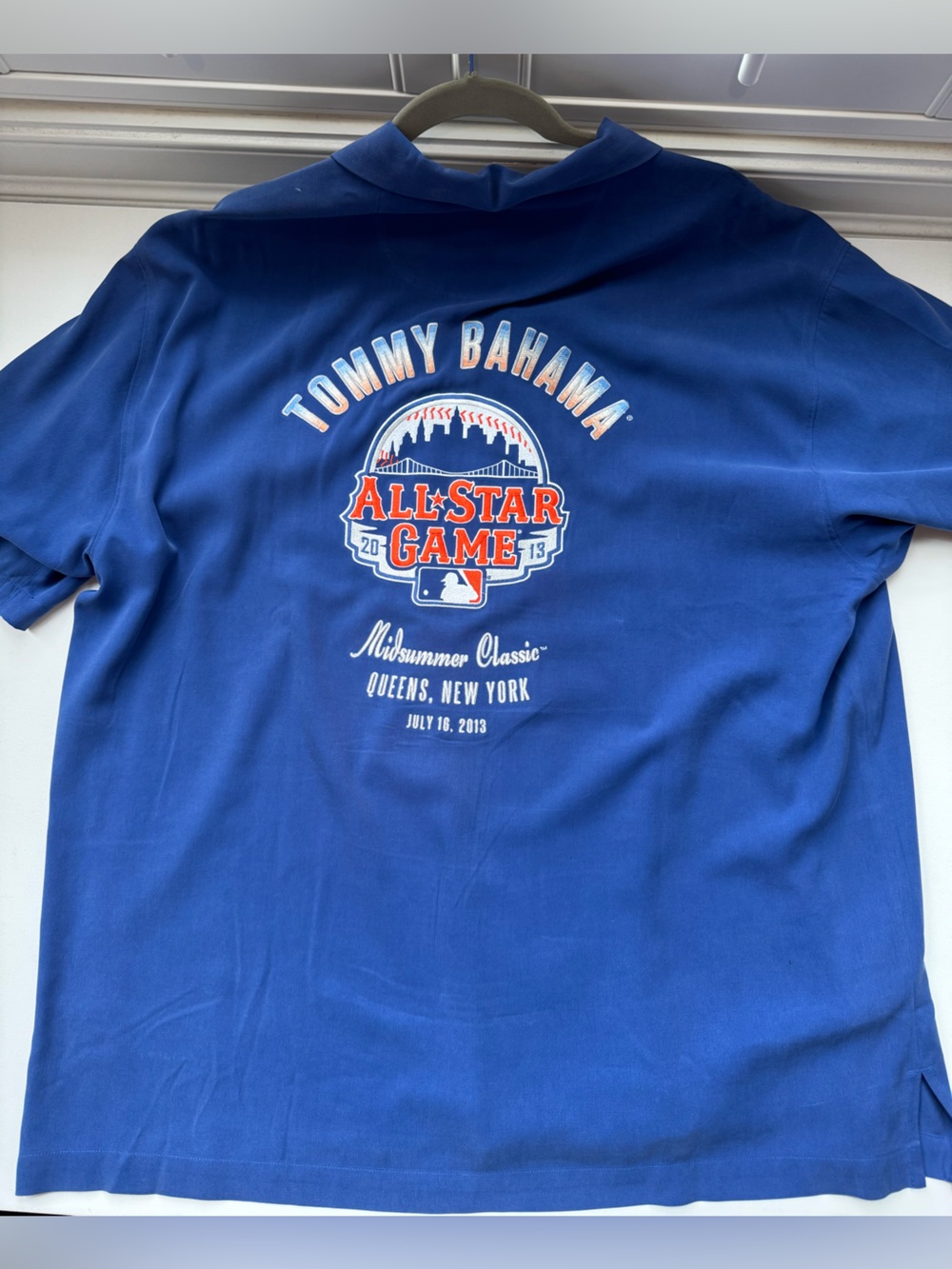 Tommy Bahama MLB All-Star Game 2013 Polo Shirt XL Queens NY Blue Embroidered
